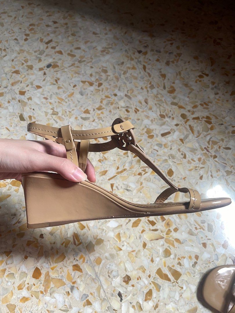 Authentic cheapest Tory Burch Miller T Strap Wedge Sandals
