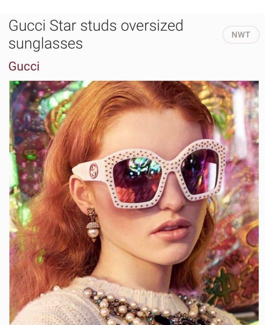 Authentic GUCCI Gold STAR Stud GG3870S Oversized Ivory Lime Mirrored Sunglasses RM400 plus postage Women s Fashion Watches Accessories Sunglasses Eyewear on Carousell
