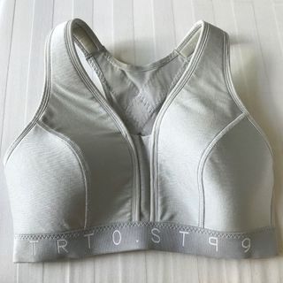 Authentic H&M Sport Light Grey Criss Cross Back Neoprene Material with Mesh Sports Bra