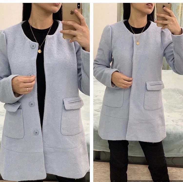 Baby Blue Wool Coat