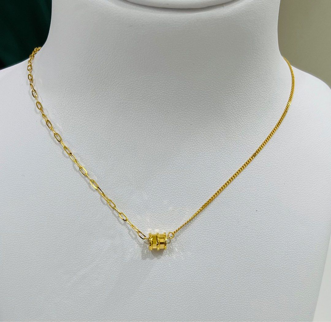 Barrel loop pendant necklace set 916 gold Women s Fashion