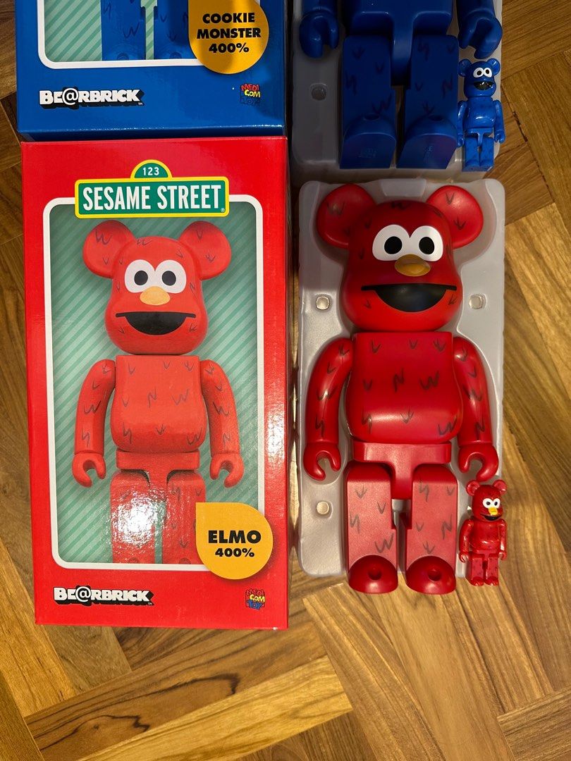 Bearbrick Elmo & Cookie Monster 400% & 100% Set Be@rbrick, Hobbies 
