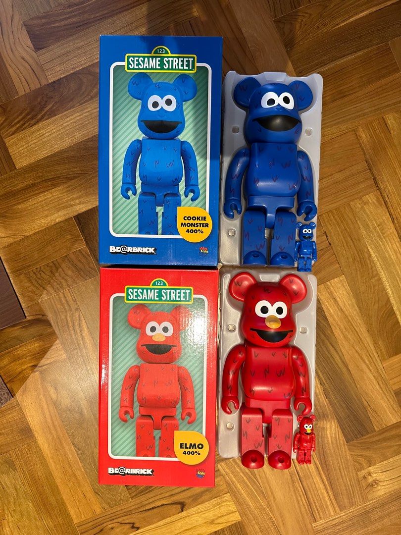 Bearbrick Elmo & Cookie Monster 400% & 100% Set Be@rbrick, Hobbies 