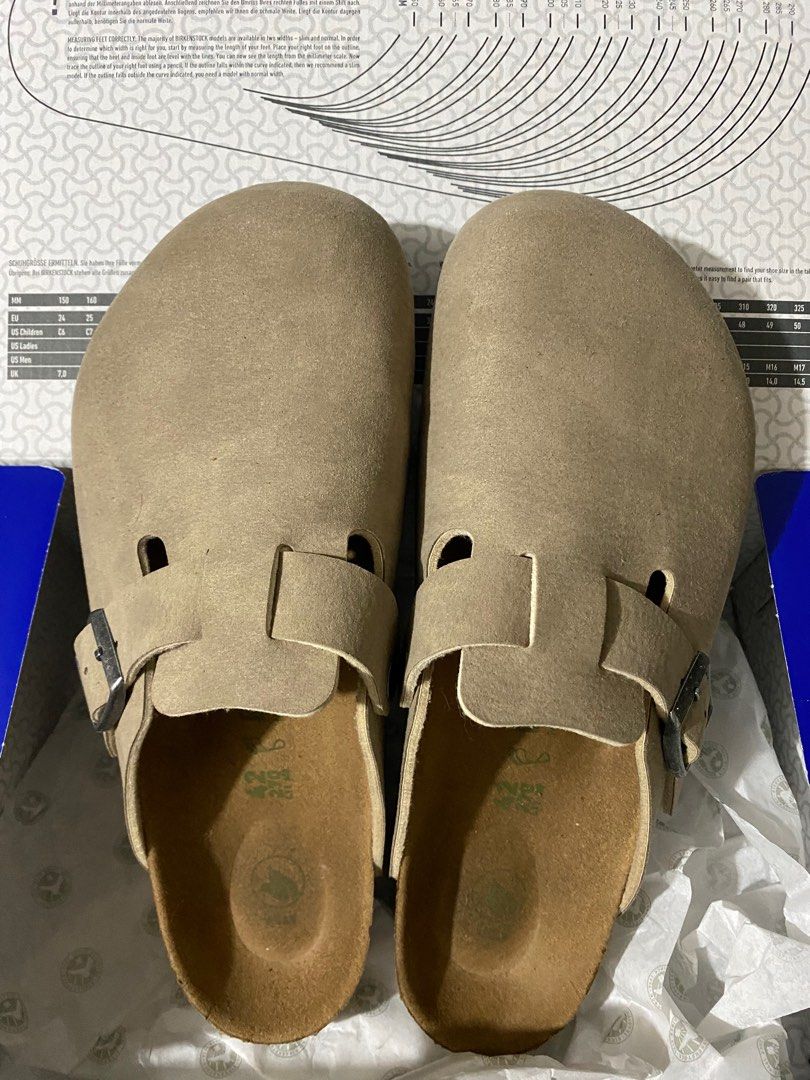 Birkenstock- Boston in Vegan Desert Dust Gray Taupe, Men's Fashion,  Footwear, Slippers u0026 Slides on Carousell
