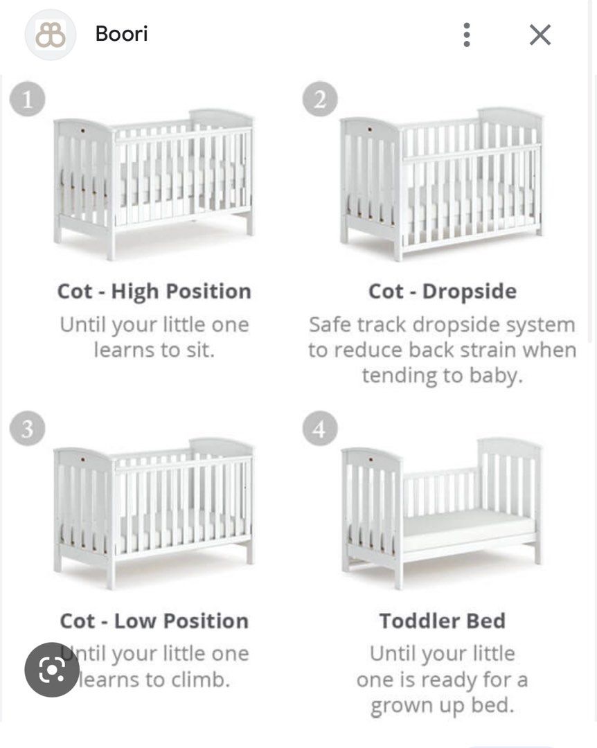 Boori Convertible Cot Bed (Dark Brown), Babies & Kids, Baby Nursery