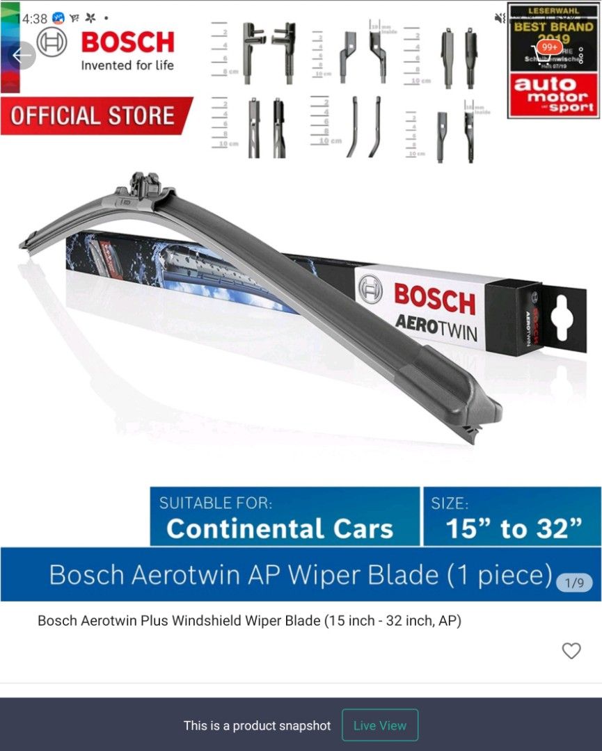 Bosch Aerotwin Plus Windshield Wiper Blade, Car Accessories
