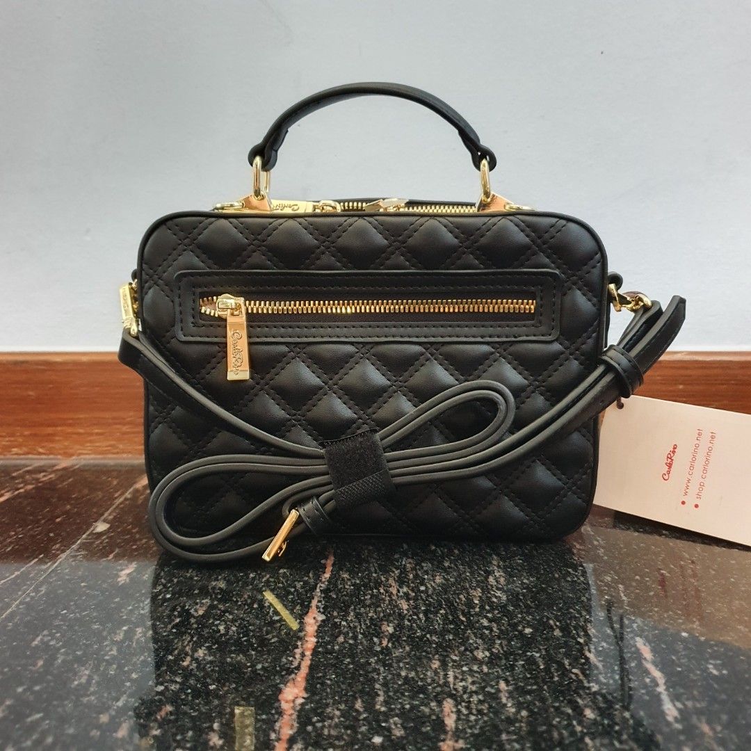 Brand New Carlo Rino Quilted Crossbody bag in Black, Women's Fashion