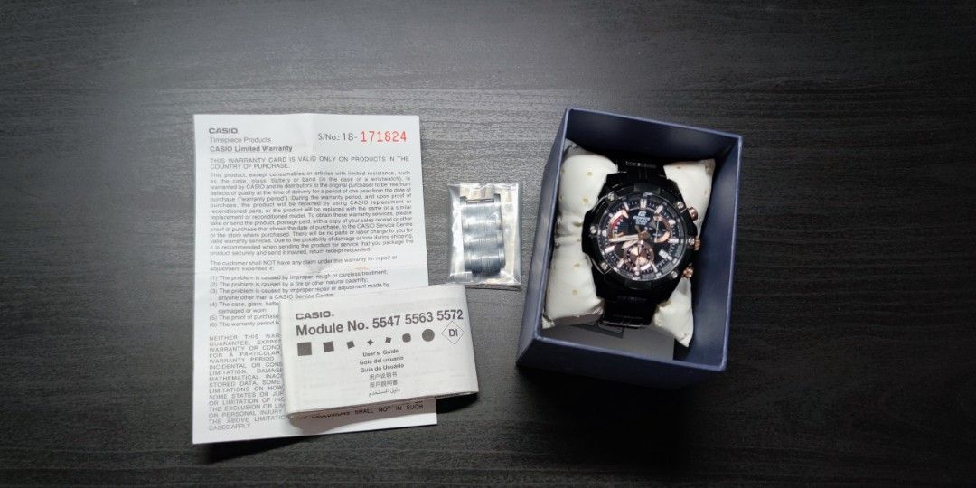 Casio edifice black cheap and rose gold