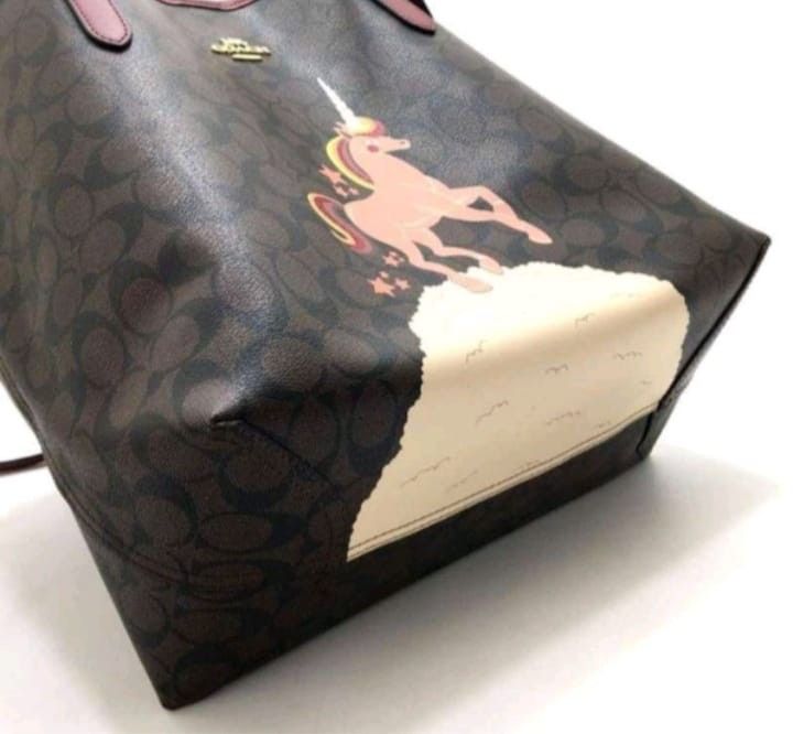 Coach City Tote In Signature Canvas With Unicorn