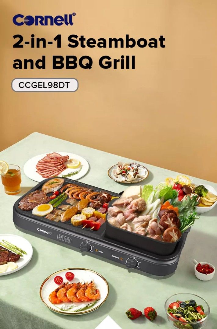 Cornell 2 in 1 Table Top Grill with Hotpot, TV & Home Appliances