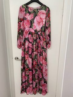 DOLCE & GABBANA Silk Maxi Dress. Floral print, size 42.