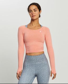 DoYouEven Air Seamless Cropped Longsleeve Top - Orange - M