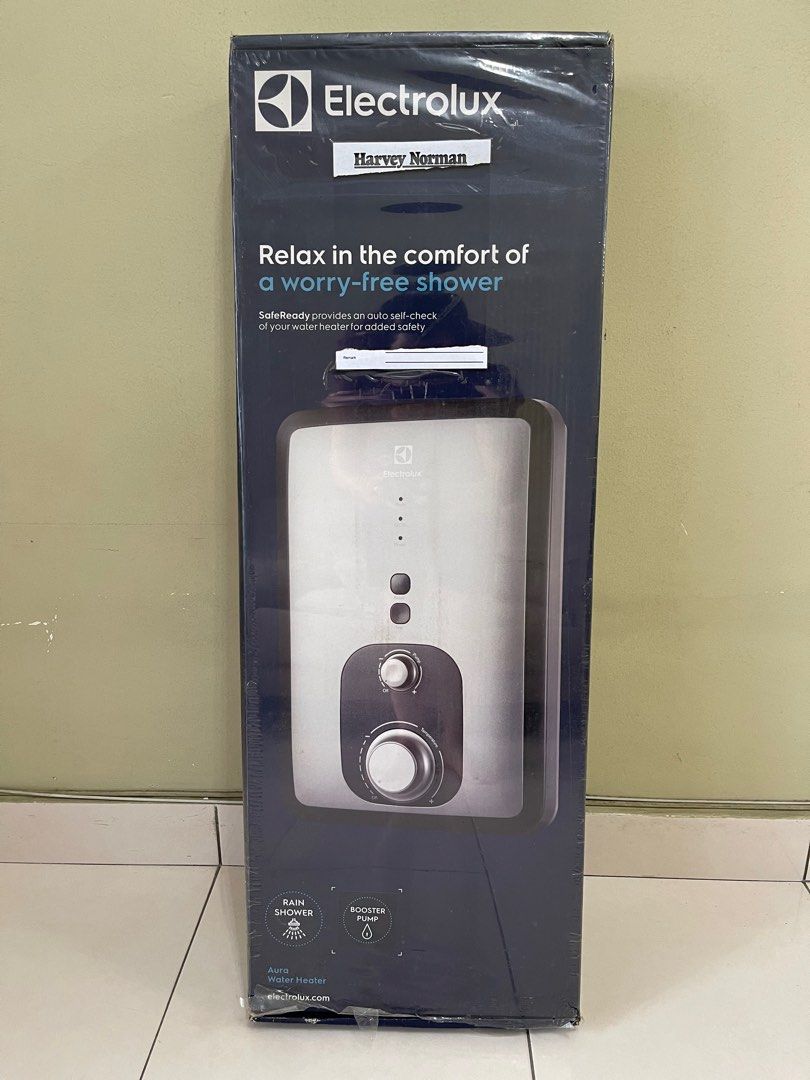 Electrolux Instant water heater w rain shower and booster pump, TV