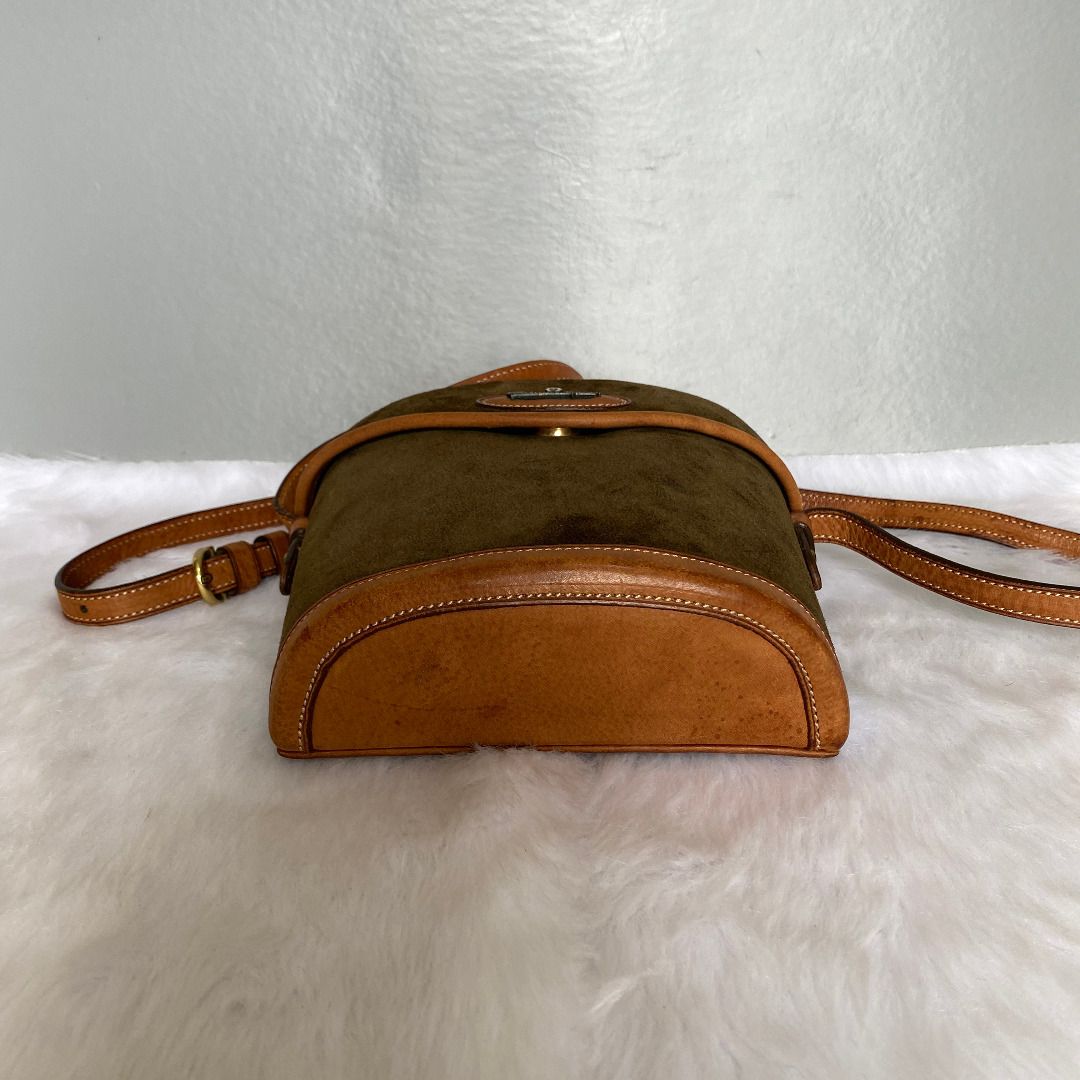 Etienne Aigner Vintage Olive Brown Suede Leather Crossbody Bag, Women's