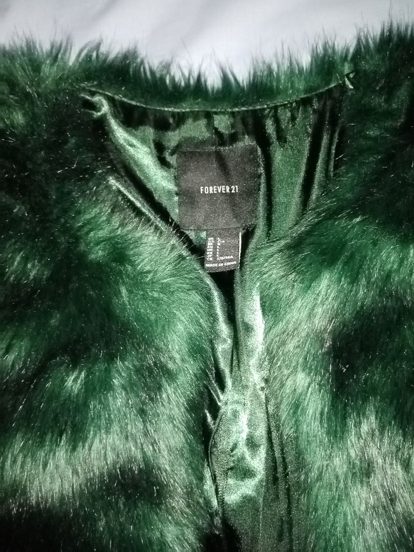Forever 21 green fur sale coat