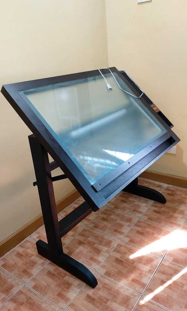 Glass Top Drafting Table, Furniture & Home Living, Office Furniture