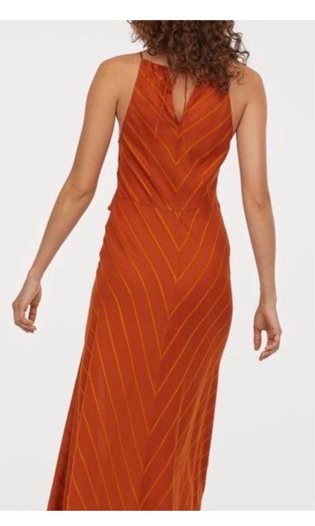 H M Conscious Burnt Orange Tie Front Maxi Size XS Women s Fashion