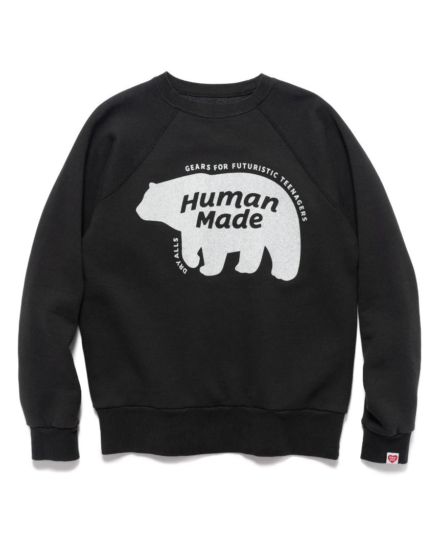 Human Made Raglan Crewneck Sweatshirt (Black M), Men's Fashion