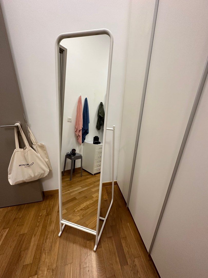 Ikea KNAPPER standing mirror with hooks and rail / full length mirror