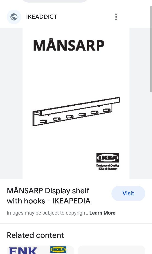 ikea mansarp display shelf with hooks, Furniture & Home Living
