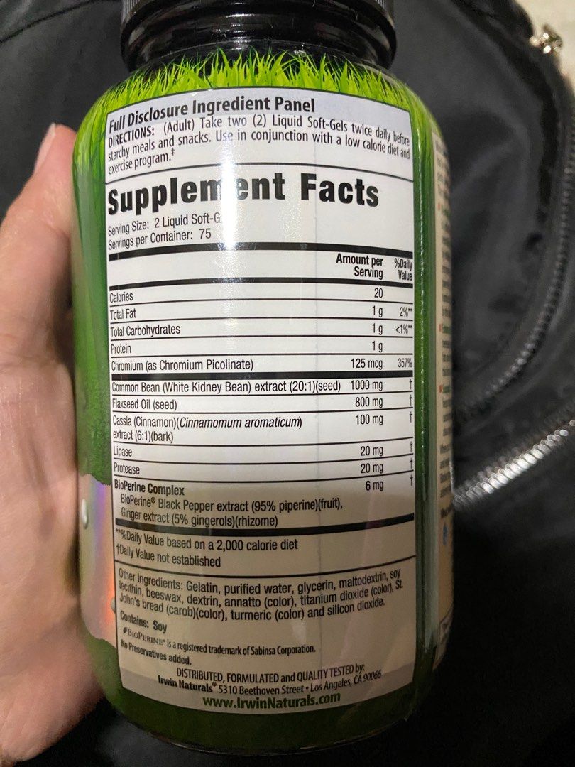 Irwin Naturals 3in1 carb blocker, Health & Nutrition, Health