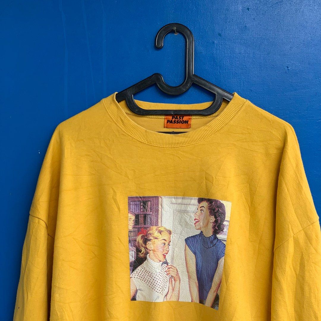 Jaket Crewneck Past Fashion Mustard Fesyen Pria Pakaian Baju Luaran di Carousell