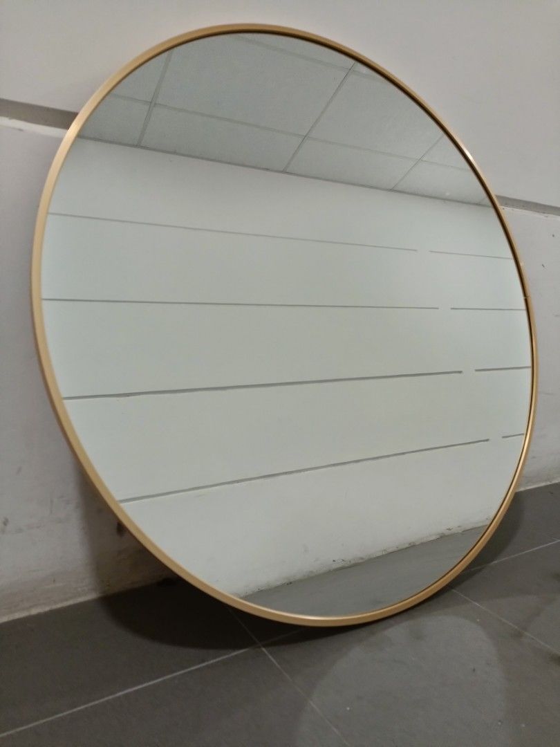 KIRKLAND Gold Frame Round Mirror 80cm, Furniture & Home Living, Home