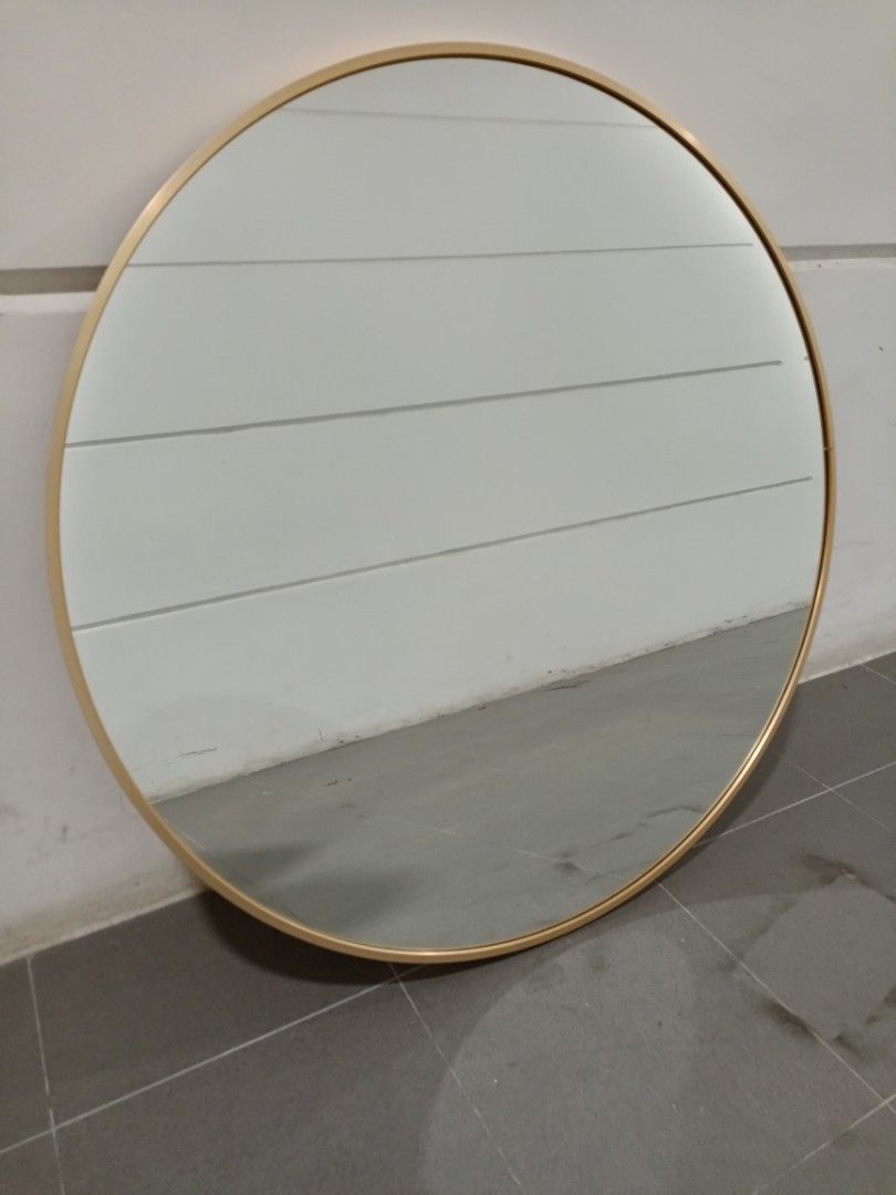KIRKLAND Gold Frame Round Mirror 80cm, Furniture & Home Living, Home