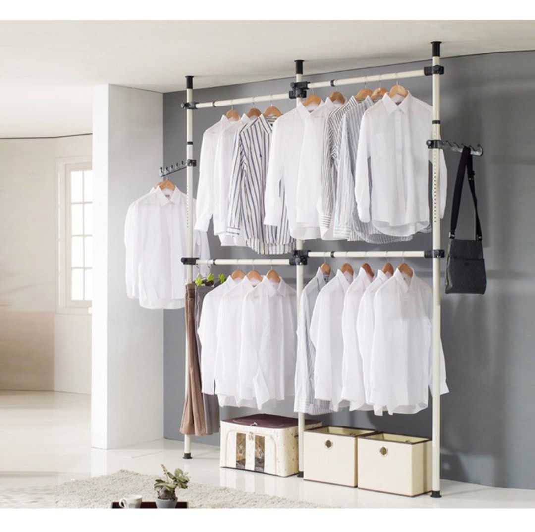 Korean Standing Pole Clothes Rack, Furniture & Home Living, Furniture