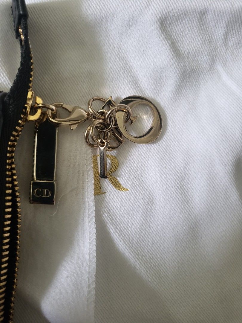 CHRISTIAN DIOR Lambskin Cannage Lady Dior Zipped Key Case Green 1136850