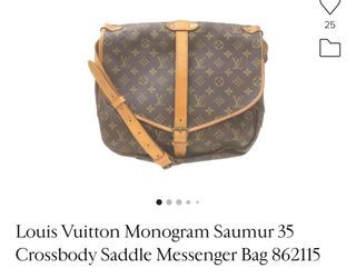 Used Brown Louis Vuitton Authentic Brown Canvas Mini Lin Saumur MM Messenger  Bag Houston,TX