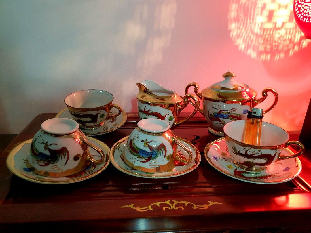 Made in Japan EIHO Dragon Phoenix Western Tea Set, Furniture & Home Living, Kitchenware