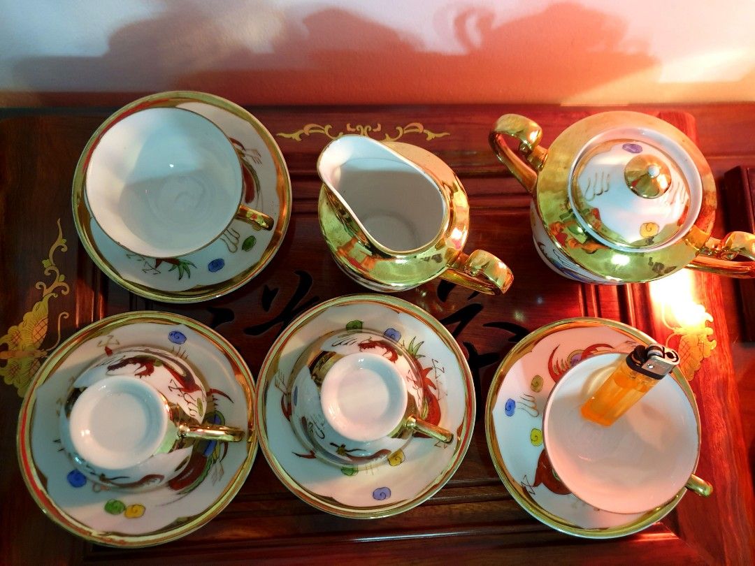 Made in Japan EIHO Dragon Phoenix Western Tea Set, Furniture & Home Living, Kitchenware