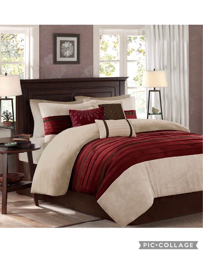 madison park palmer comforter set, queen (90 in x 90 in), red 7