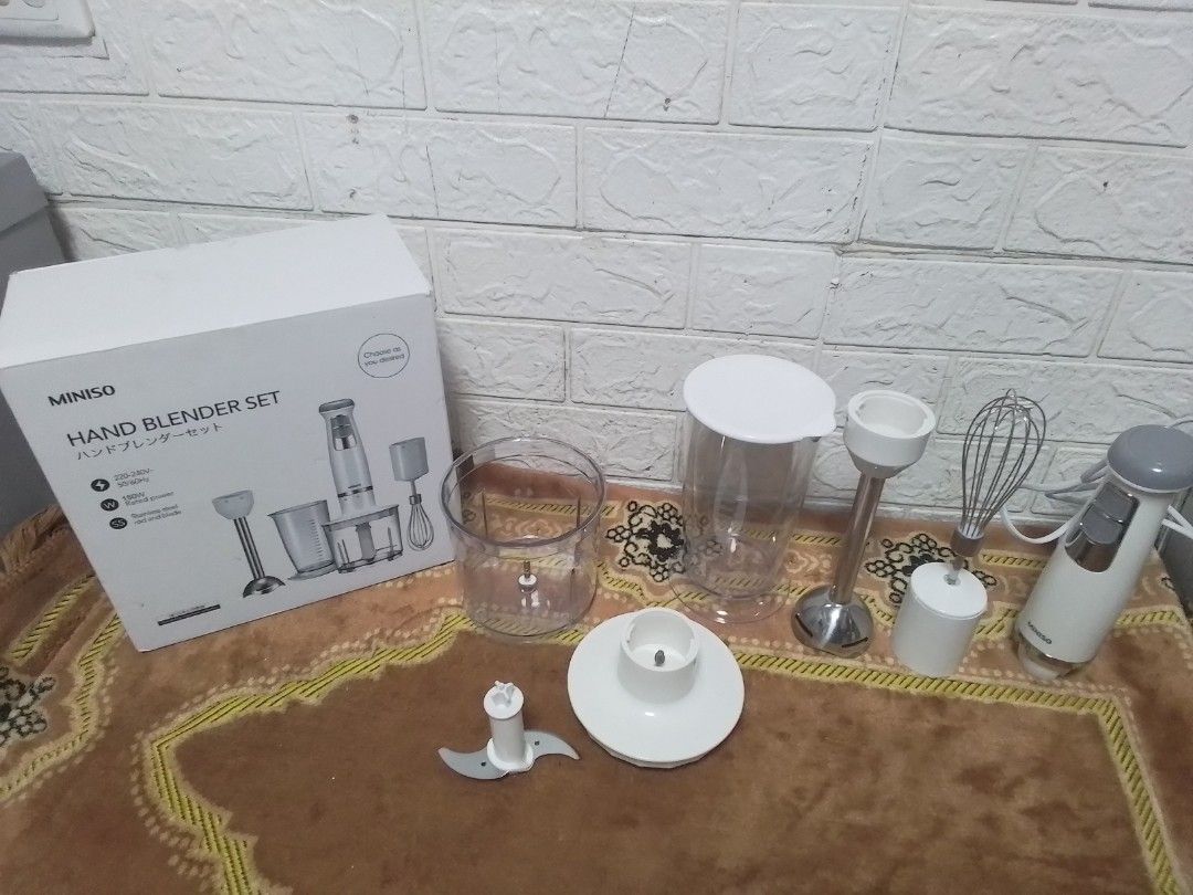 miniso hand blender set, 家庭電器, 廚房電器, 榨汁機及攪拌機 Carousell