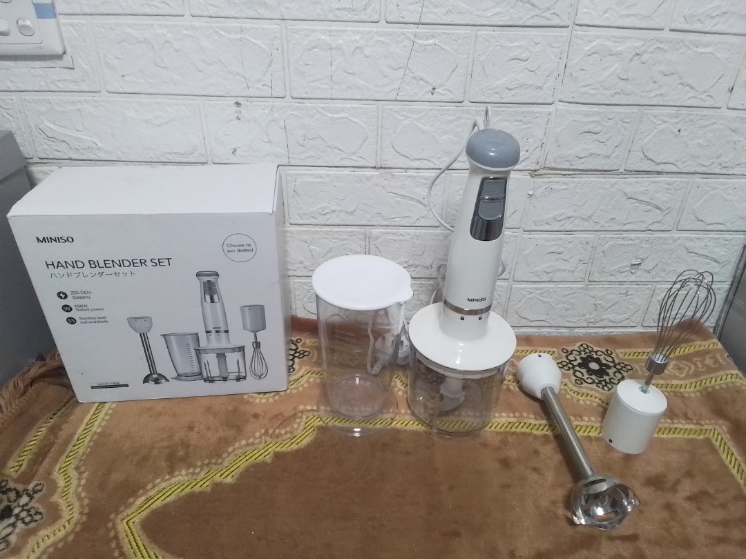 miniso hand blender set, 家庭電器, 廚房電器, 榨汁機及攪拌機 Carousell