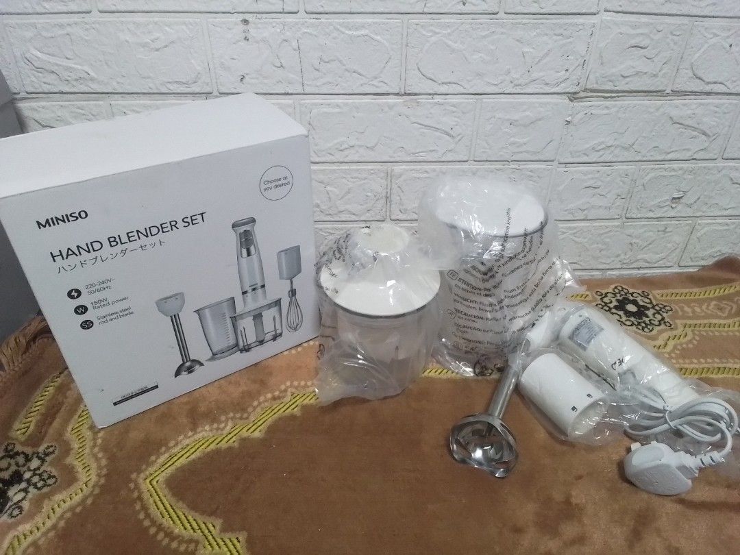 miniso hand blender set, 家庭電器, 廚房電器, 榨汁機及攪拌機 Carousell