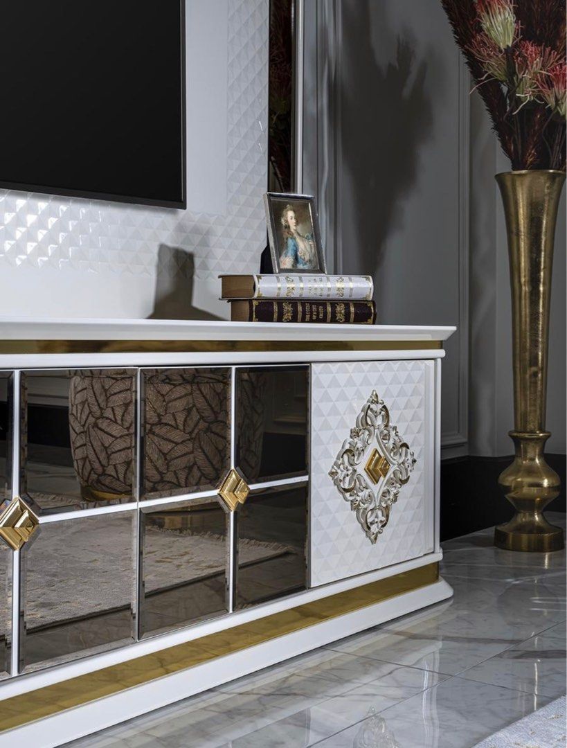 ODETTE Mirrored TV Console Bespoke, Furniture & Home Living
