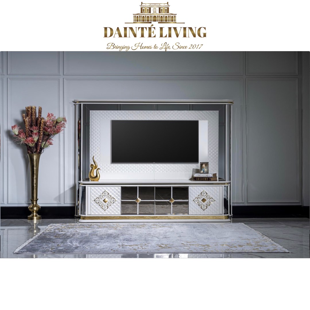 ODETTE Mirrored TV Console Bespoke, Furniture & Home Living