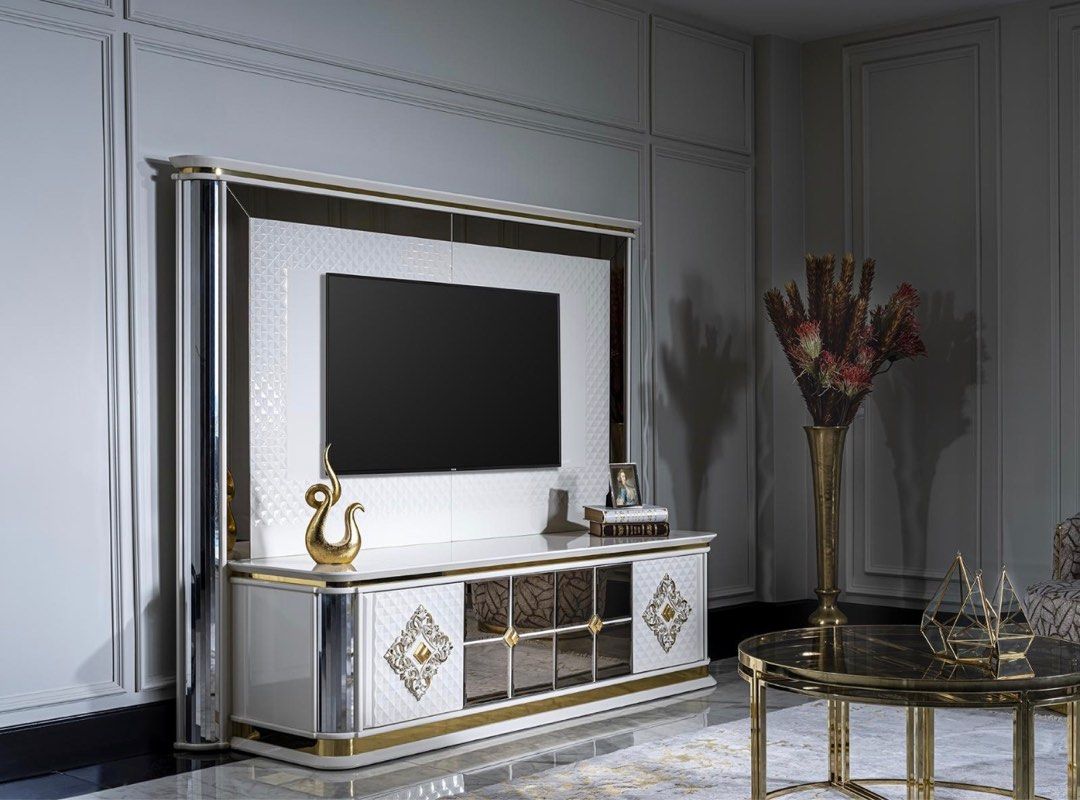 ODETTE Mirrored TV Console Bespoke, Furniture & Home Living