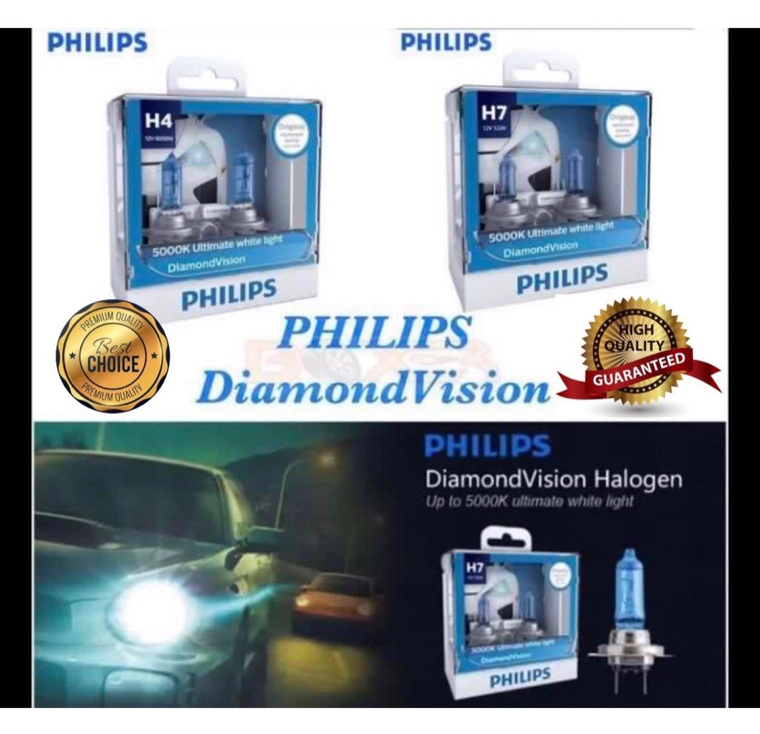Philips H7 Diamond Vision 5000K White Halogen Bulbs
