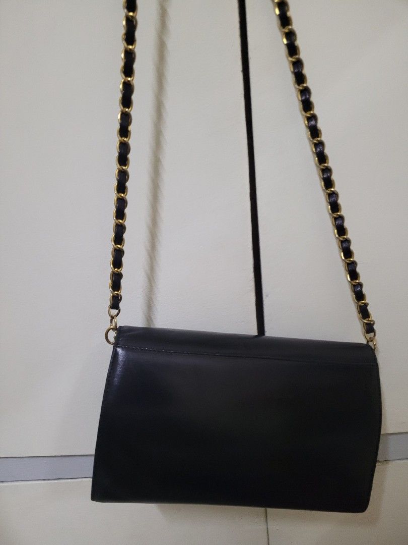 PIERRE BALMAIN structured black leather sling bag, Luxury, Bags