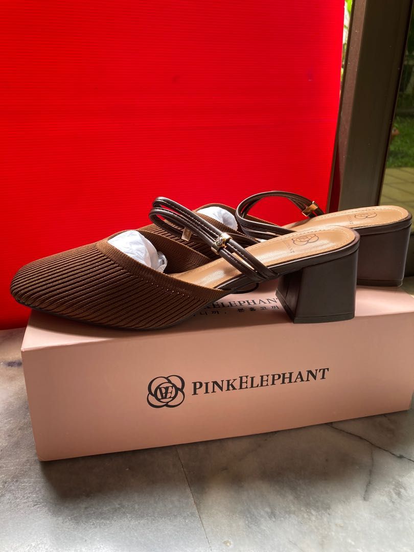 Pink Elephant ballad knit sling bloafer heels, Women's Fashion