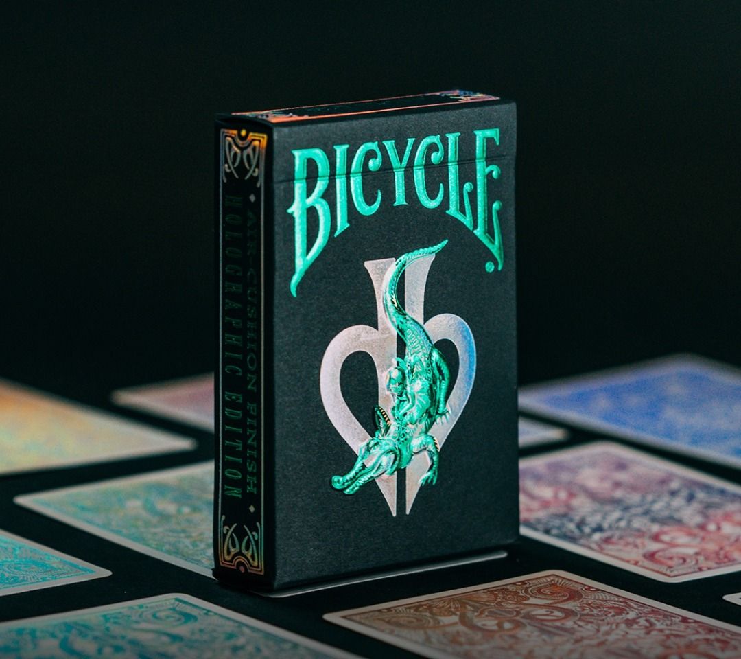 Poker Cards Bicycle David Blaine Gator Back Holographic MetalLuxe Playing Cards USPCC 2022 artwork by Mark Stutzman Black Green Foiled embossed celebrity magician Cardistry. Brand new sealed with cell...