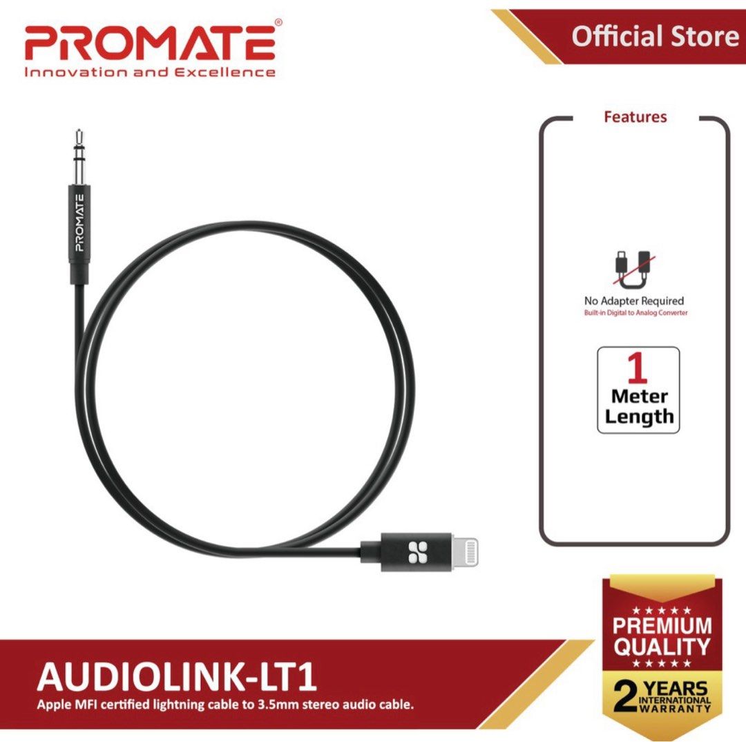 PROMATE 3.5mm stereo audio cable with lightning connector (Category: Cables & Adaptors) located in Makati City. Submitted by VersatileBabe (Listing ID 1206765550, Image 3). Description: .