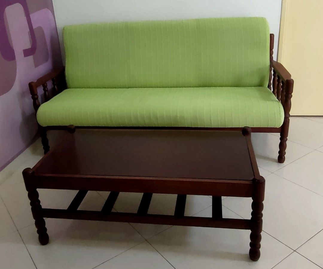 Retro refurbished sofa & coffee table, Furniture & Home Living