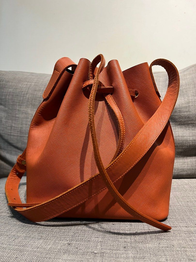 Leather Handbag Saffiano Barrel Bag Saffiano Leather Bucket Bag