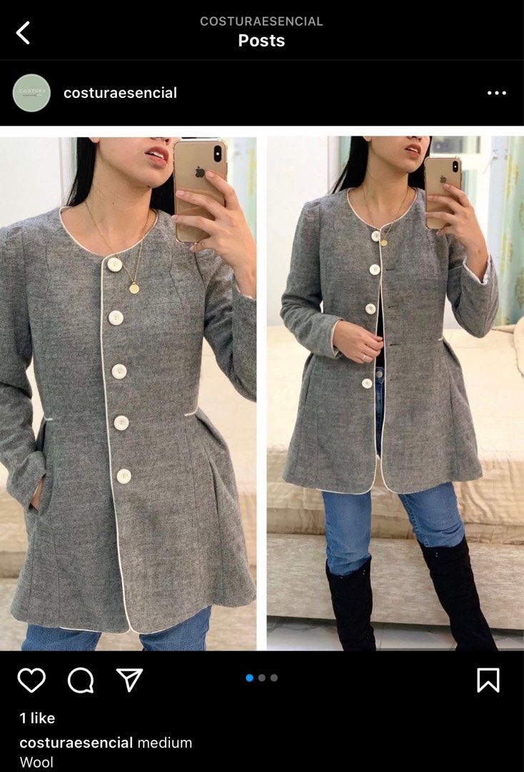 Semi Puff Wool Coat dress style (Category: Coats, Jackets and Outerwear) located in Pateros City. Submitted by aamorree (Listing ID 1206708840, Image 1). Description: * Medium size * Bought from @Costuraesencial in instagram.