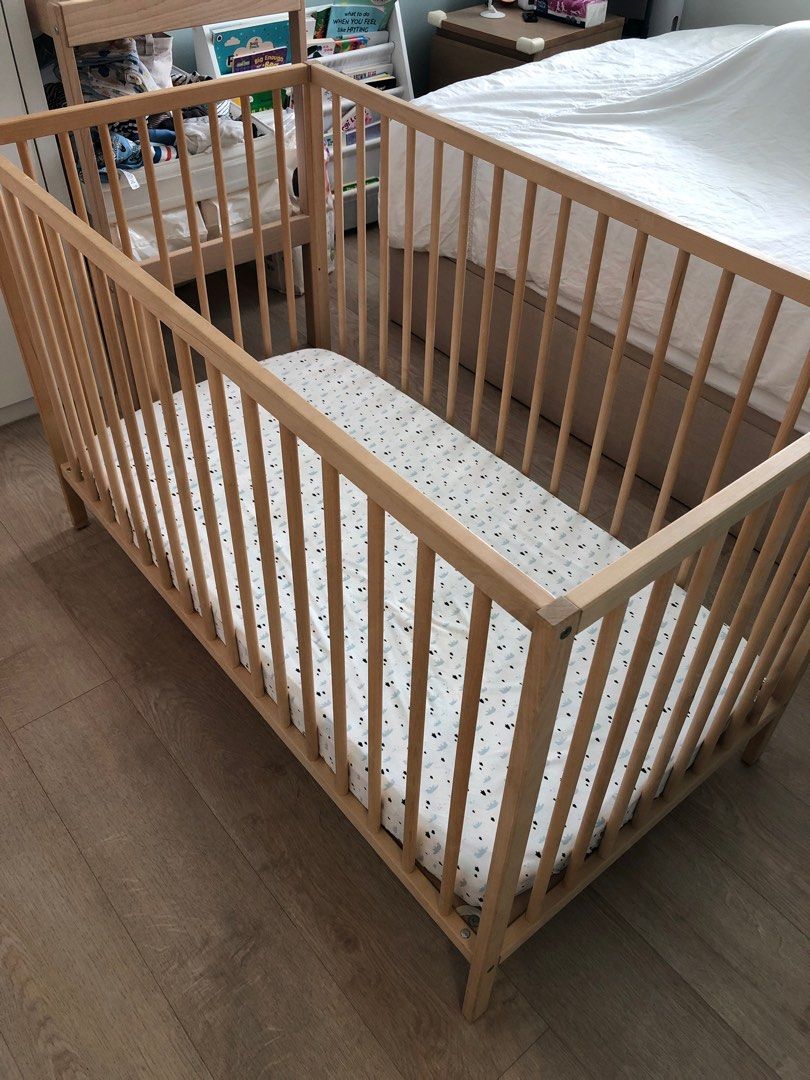 SNIGLAR Cot, beech, 60x120 cm, Babies & Kids, Baby Nursery & Kids Furniture, Cots & Cribs on