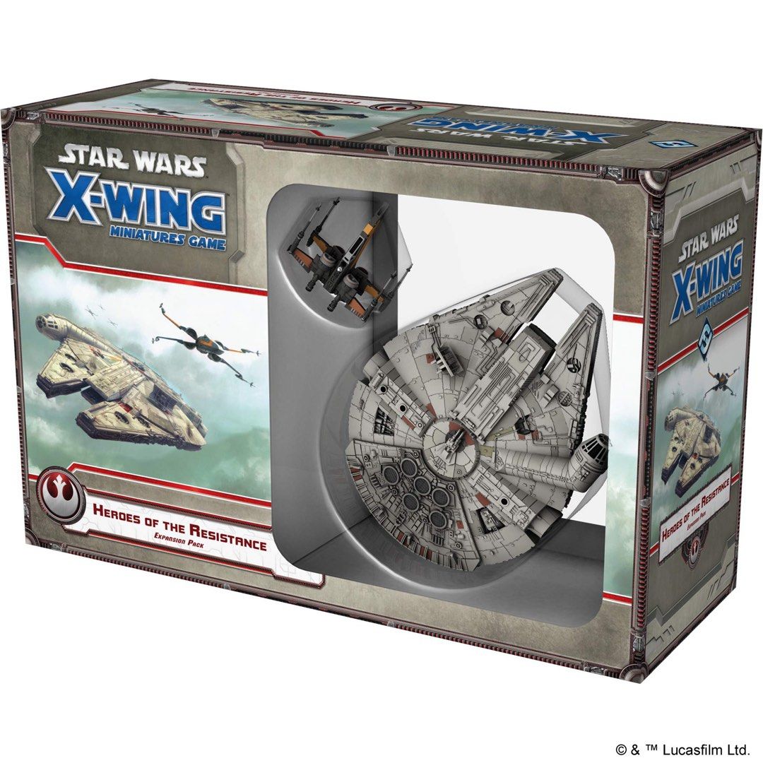 Star Wars X Wing Heroes of the Resistance Game Expansion Pack Fantasy Flight Games Starwars miniatures warhammer statue Millennium Falcon